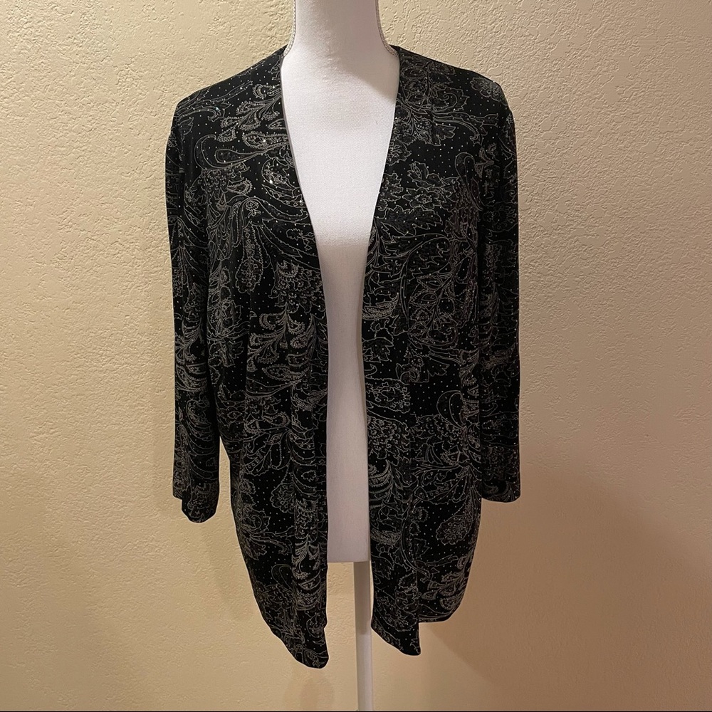 Alex Evenings Sparkly Black Dressy Blouse / Jacket